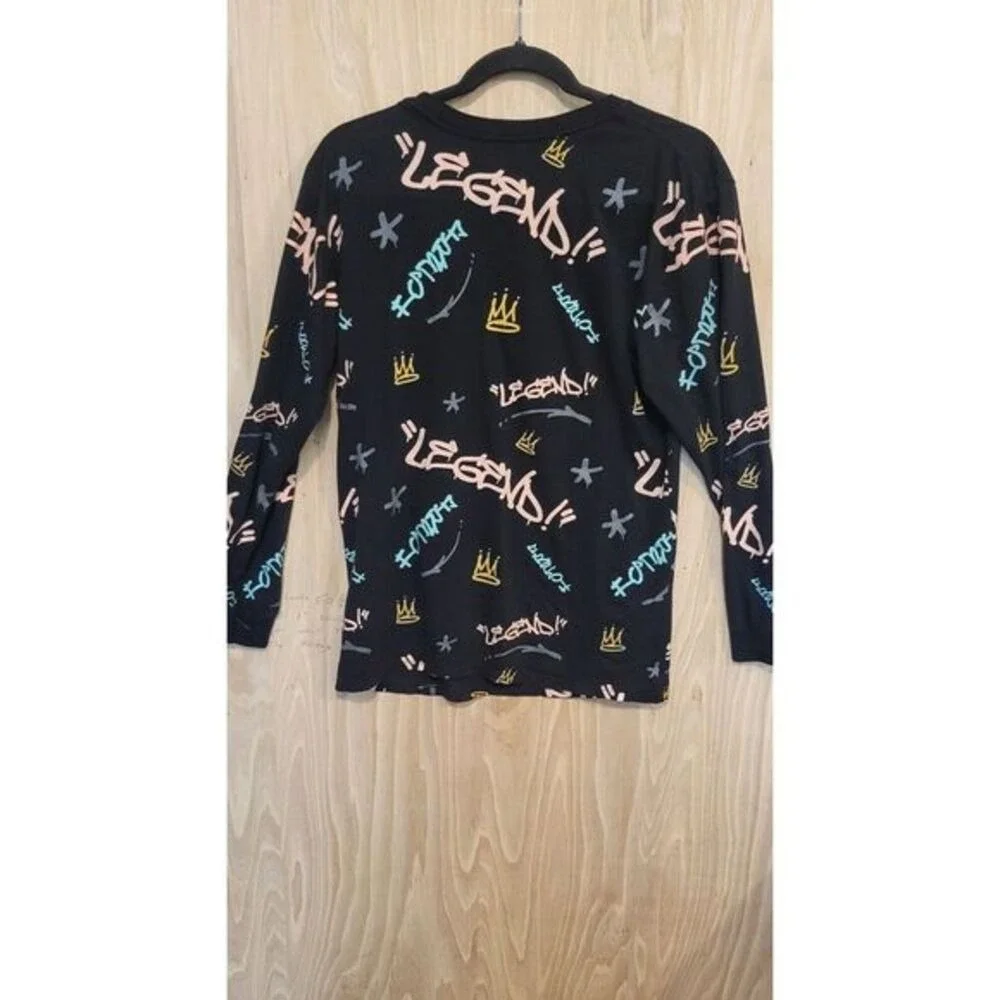 Hustle Gang Boys XL Black Legend Teddy‎ Bear Throne Long Sleeve Graphic Tee
